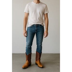 Laredo Men's 12 EE Cowboy Boots Tan Brown Leather Western Round Toe Classic